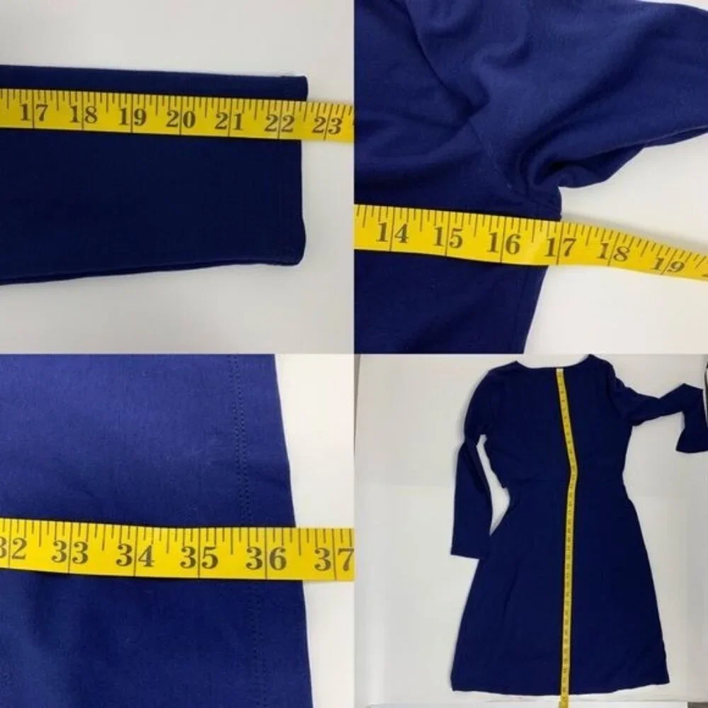 J. Crew Blue Drapey Tie Waist Dress Sz S